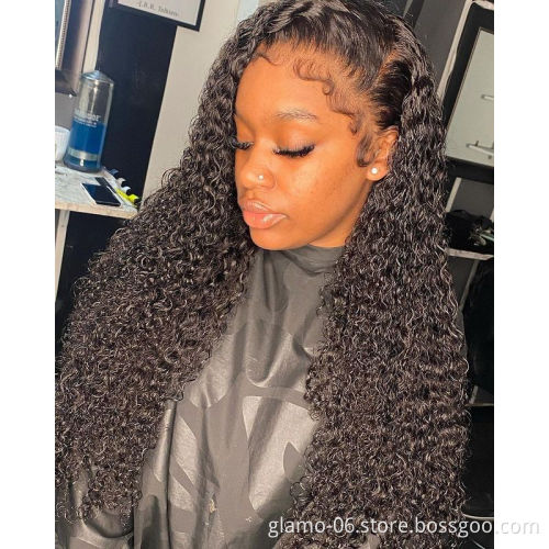 High quality brazilian glueless transparent hd 13x6 frontal human hair curly 360 full lace front wigs